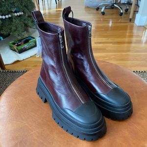 Zara zip up chunky combat treaded Chelsea boot
